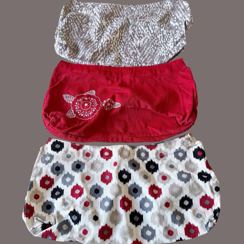 LOT/BUNDLE 3 Skirt Covers Thirty-One Bag Red Gray Tan Abstract Polka Dot Floral